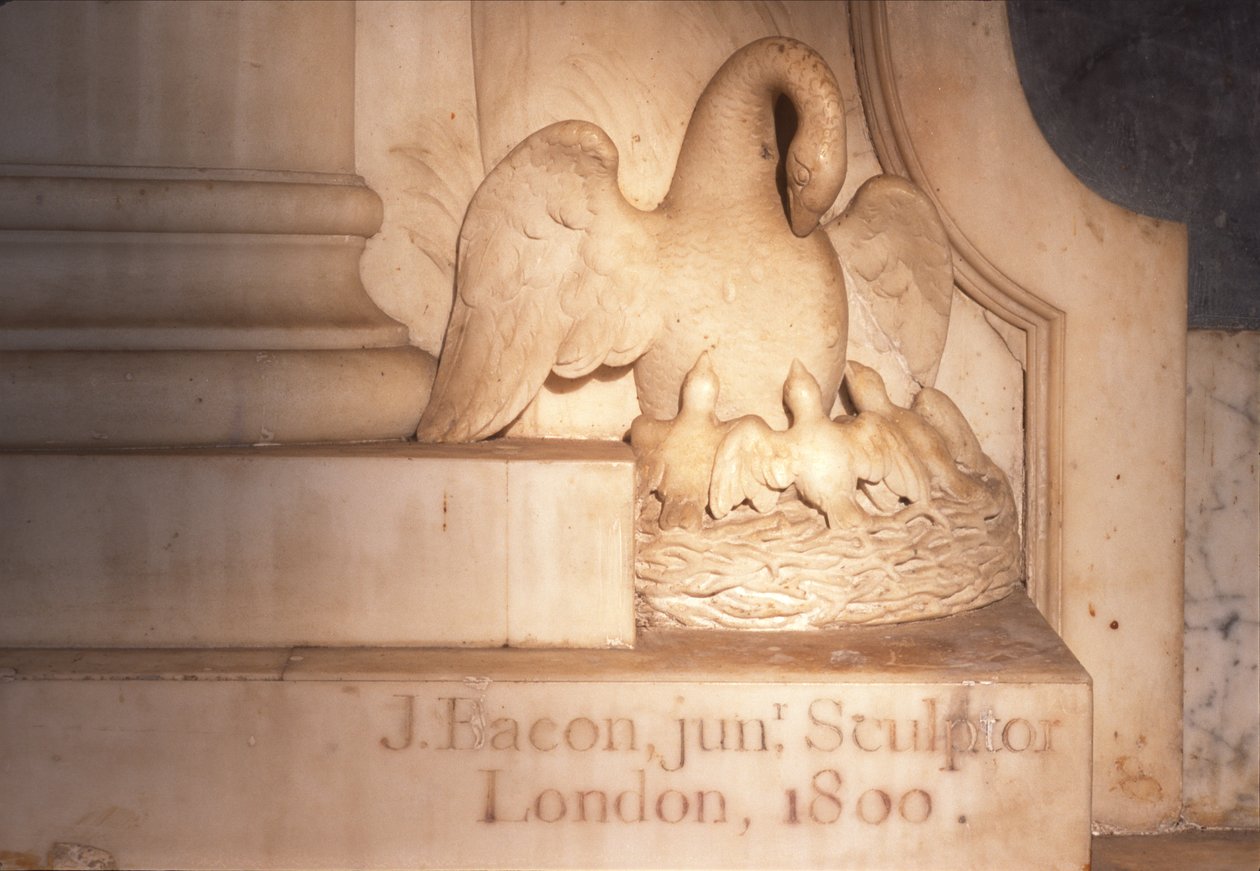 Detalj av et begravelsesmonument, 1800 marmor av John Bacon