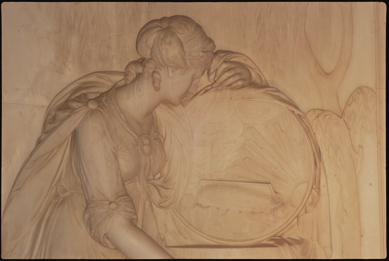 Detalj av et begravelsesmonument, 1800 marmor av John Bacon