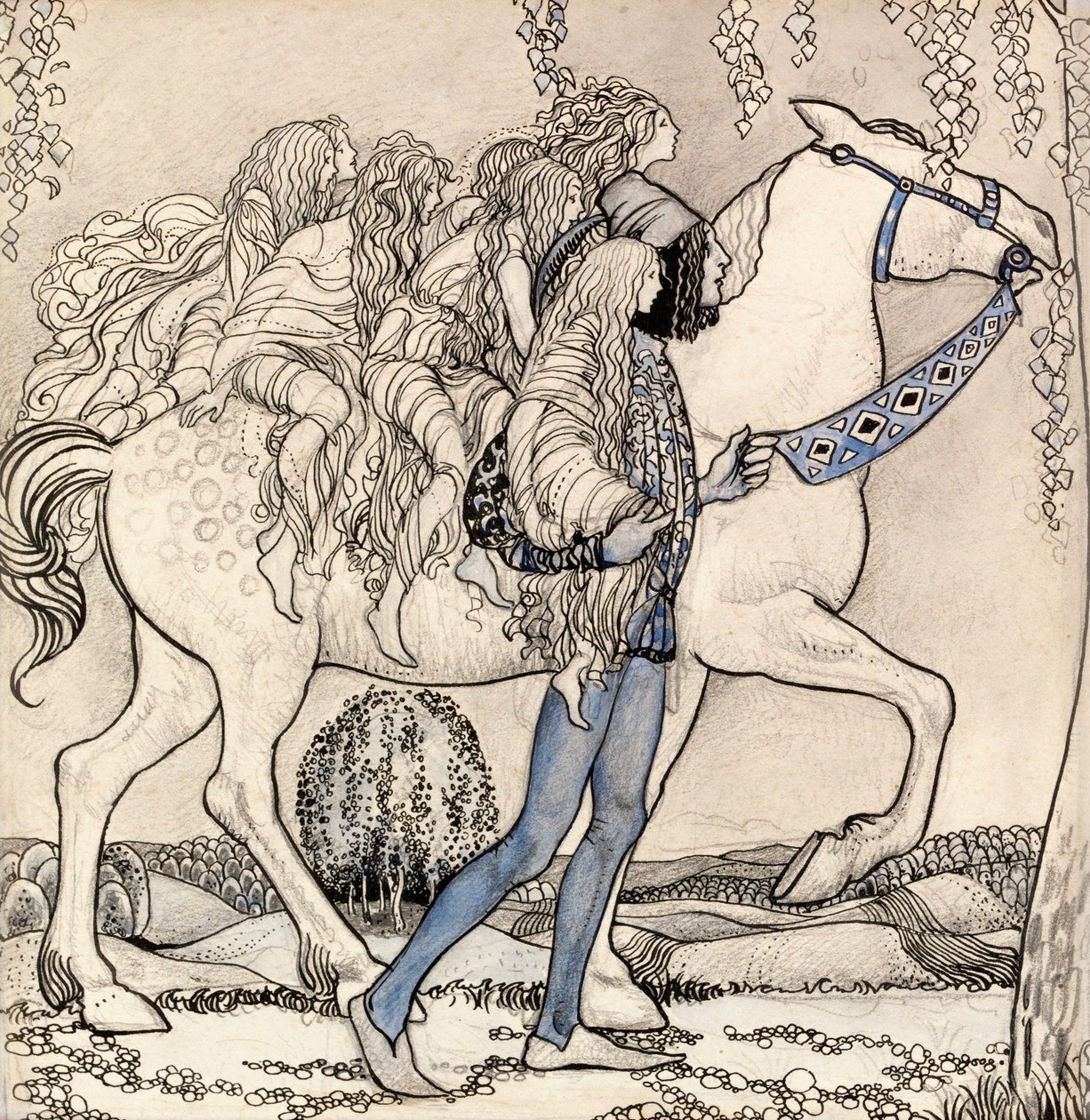Han ledet hastverket ved hodelag og på den måten reiste de gjennom skogen av John Bauer
