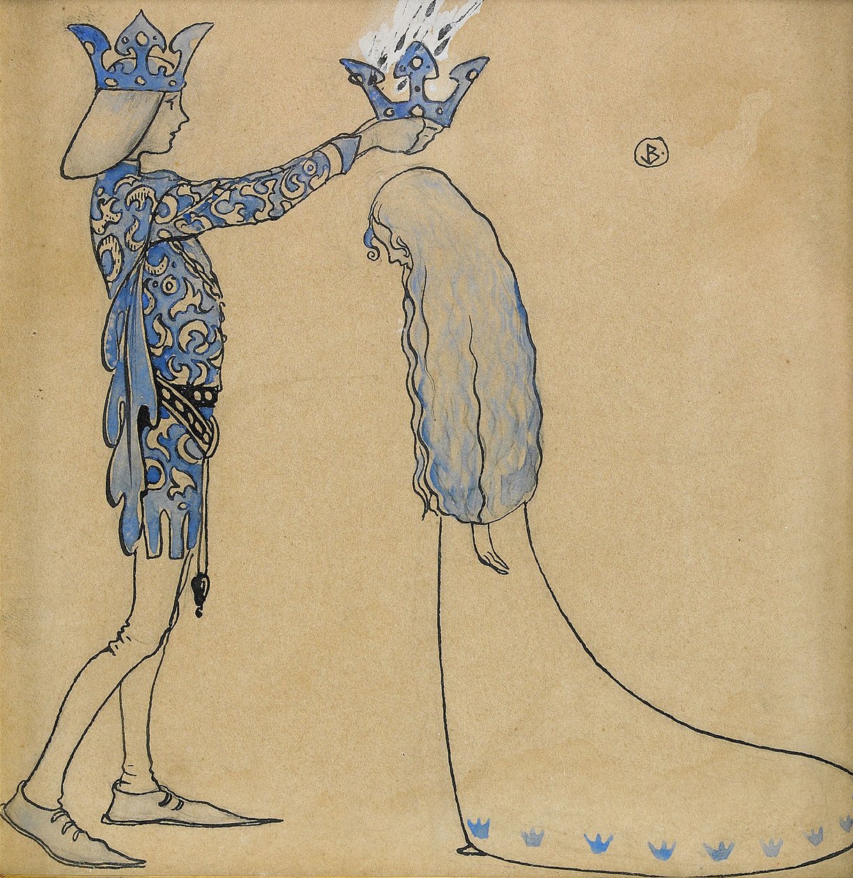 Så la prinsen en gullkrone på hodet hennes av John Bauer