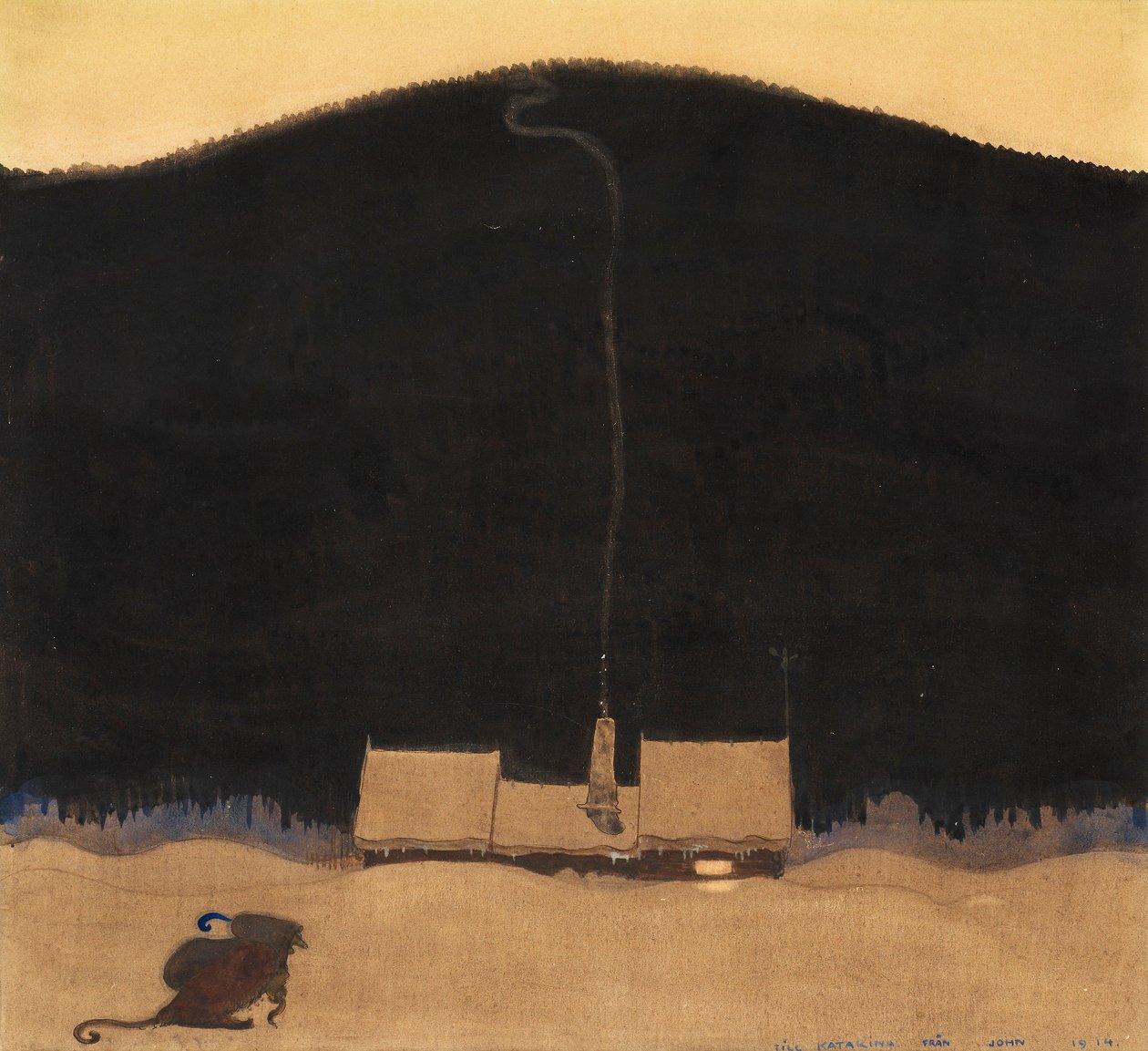 Stugan vid bergets fot Hytta ved foten av fjellet, av John Bauer
