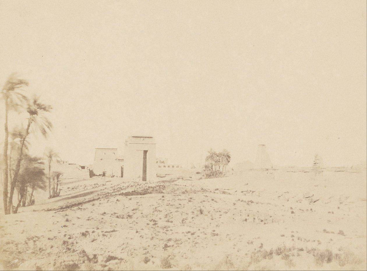 (Tempel og palmer, utsikt over ruinene, Karnak) av John Beasly Greene