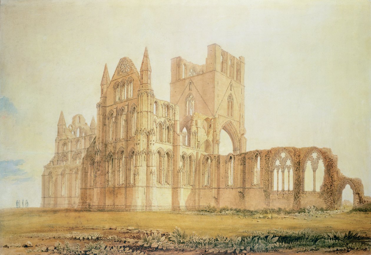 View of Whitby Abbey, ca. 1820 (penn og blekk og wc på papir) av John Chessell Buckler