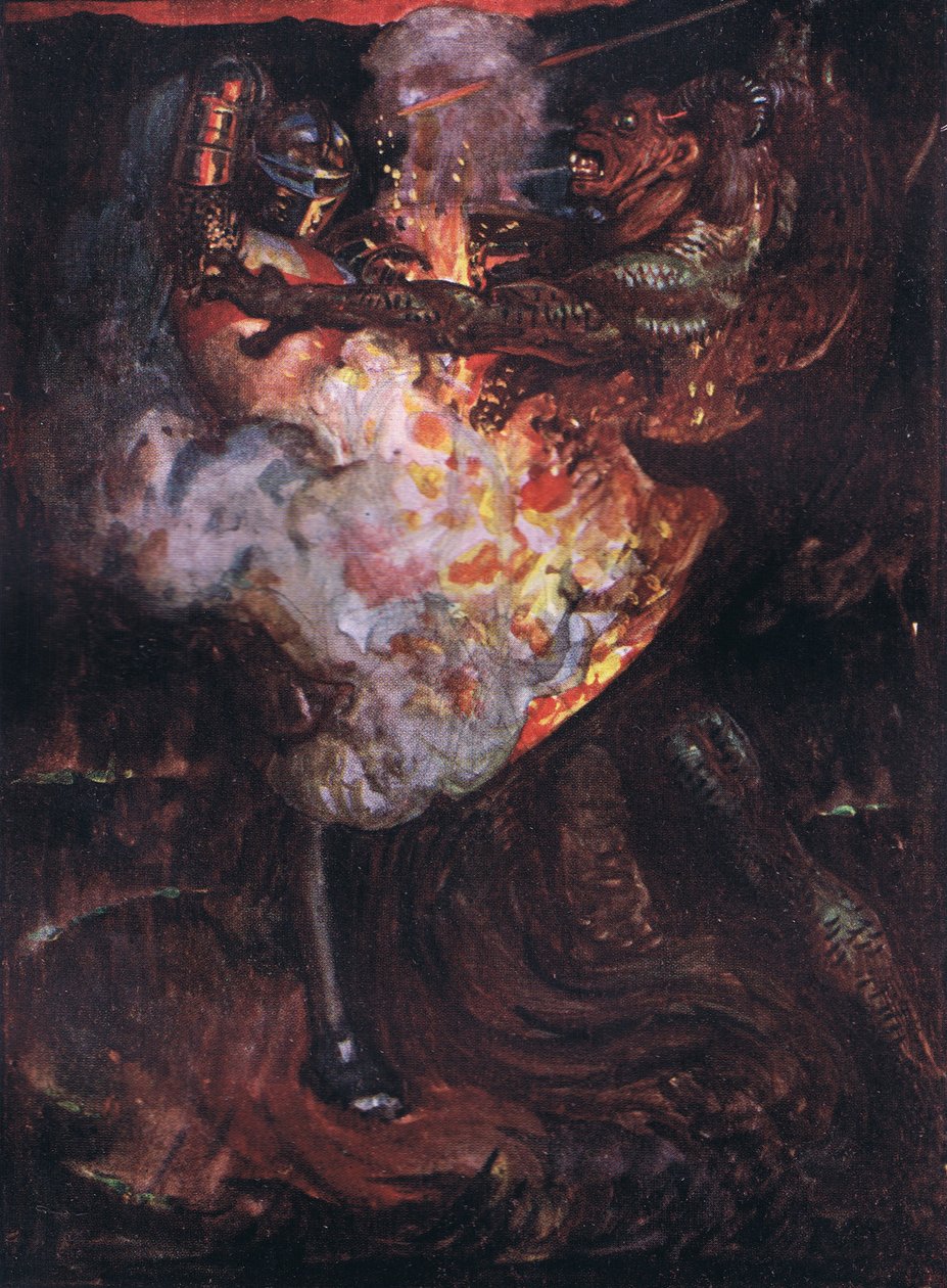 Christian kjemper med Apollyon av John Byam Liston Shaw