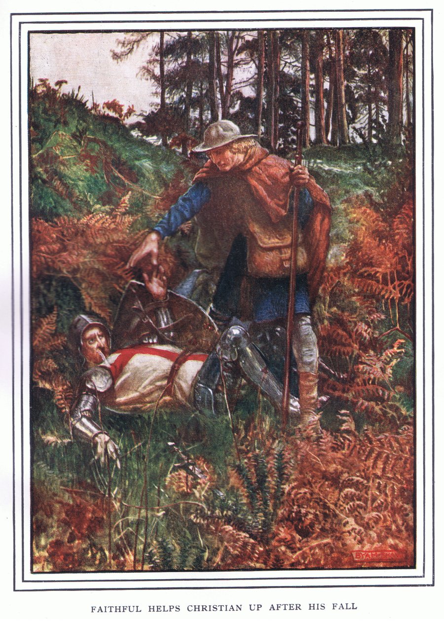 Faithful hjelper Christian opp etter fallet av John Byam Liston Shaw