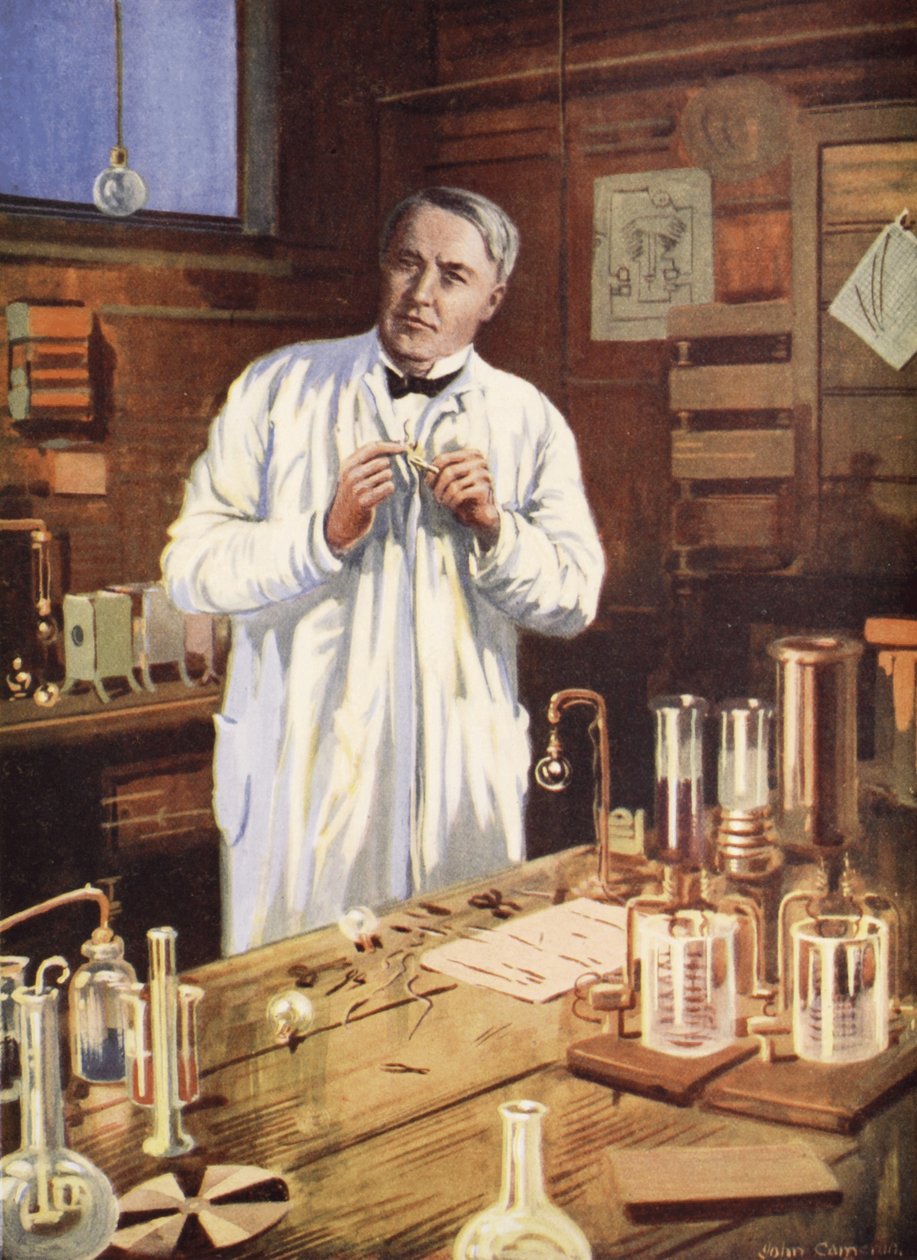 Thomas Edison i verkstedet sitt av John Cameron