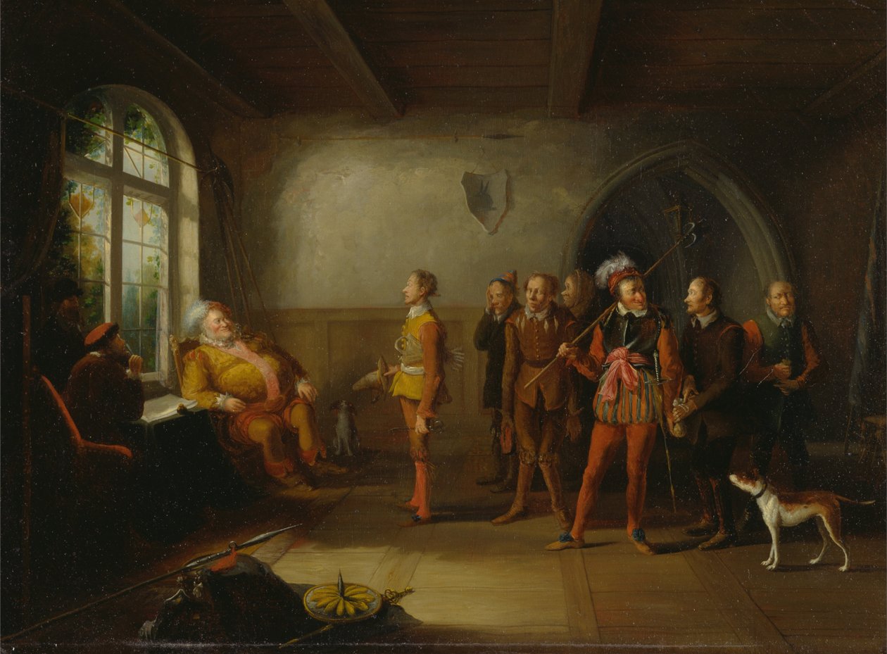 Falstaff og rekruttene, fra Henry IV, del II av John Cawse