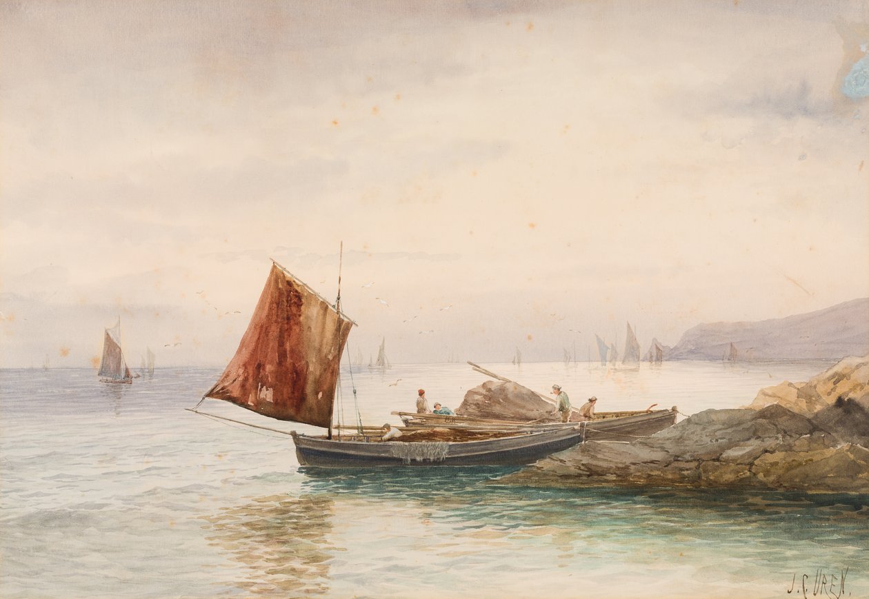Fiskebåt (uten tittel) (wc på papir) av John Clarke Isaac Uren