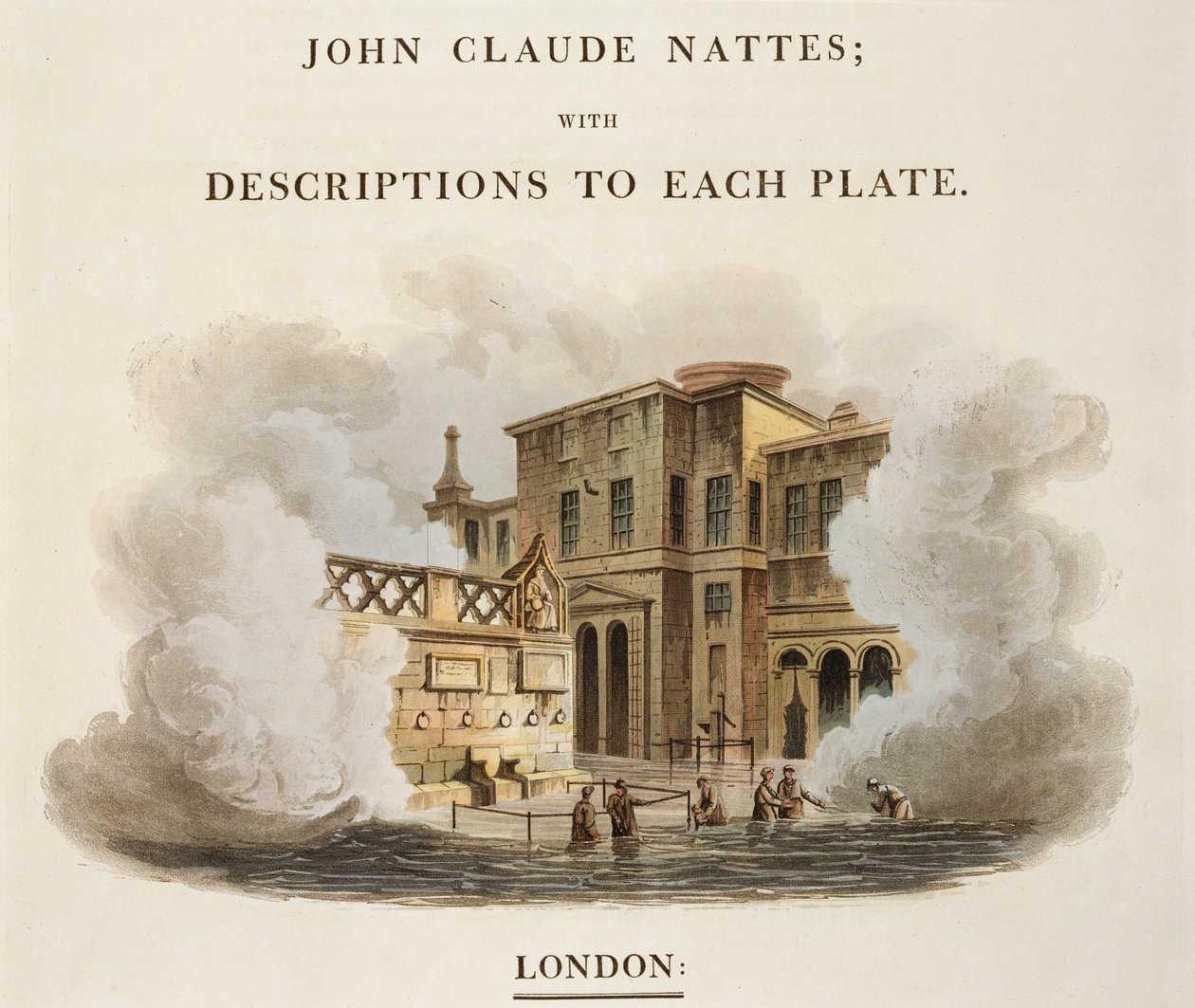 Taking the Waters at Bath, frontispice til 'Bath Illustrated by a Series of Views', gravert av John Hill (1770-1850) pub. av William Miller, 1805 (akvatint) av John Claude Nattes