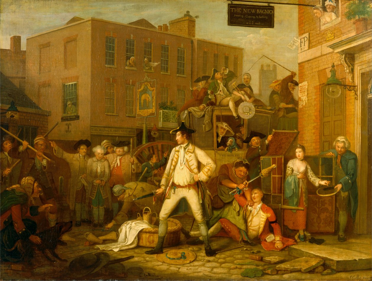 Scene i en London Street av John Collet