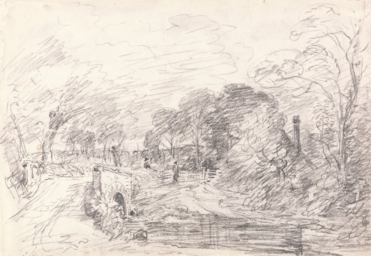 En bro nær Salisbury Court, kanskje Milford Bridge av John Constable