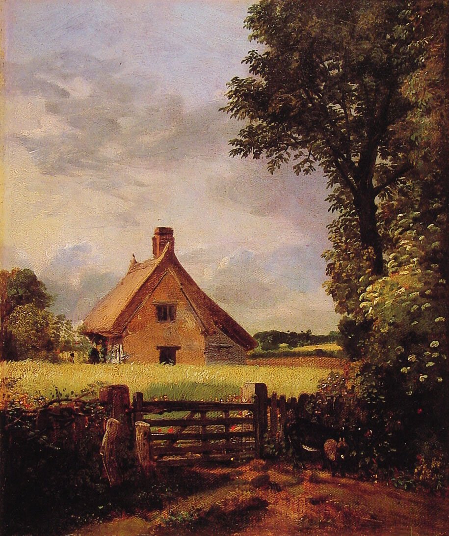 En hytte i en kornåker av John Constable