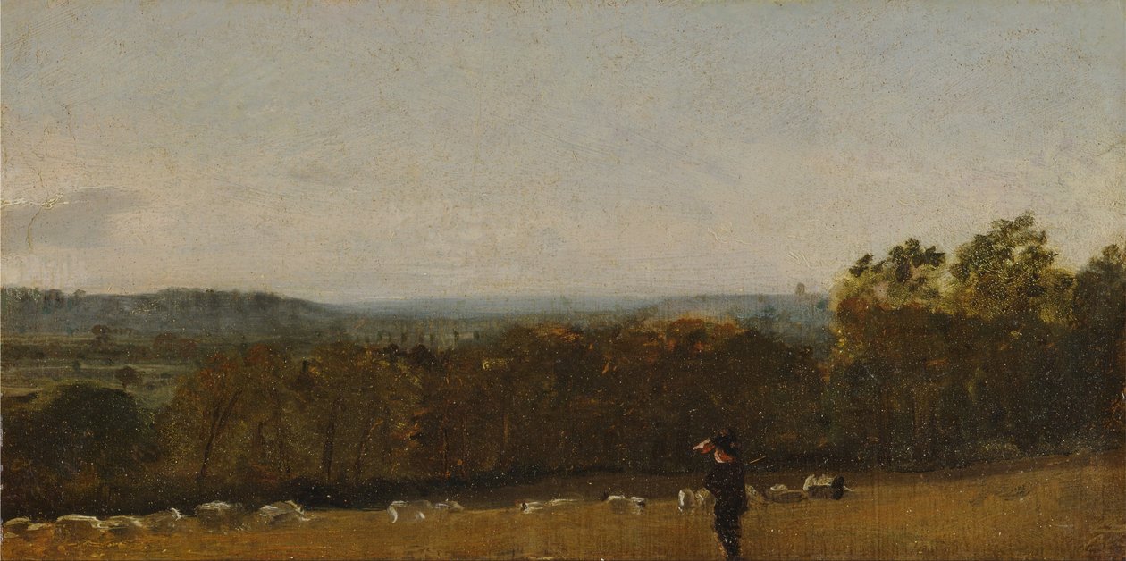 En hyrde i et landskap som ser over Dedham Vale mot Langham av John Constable