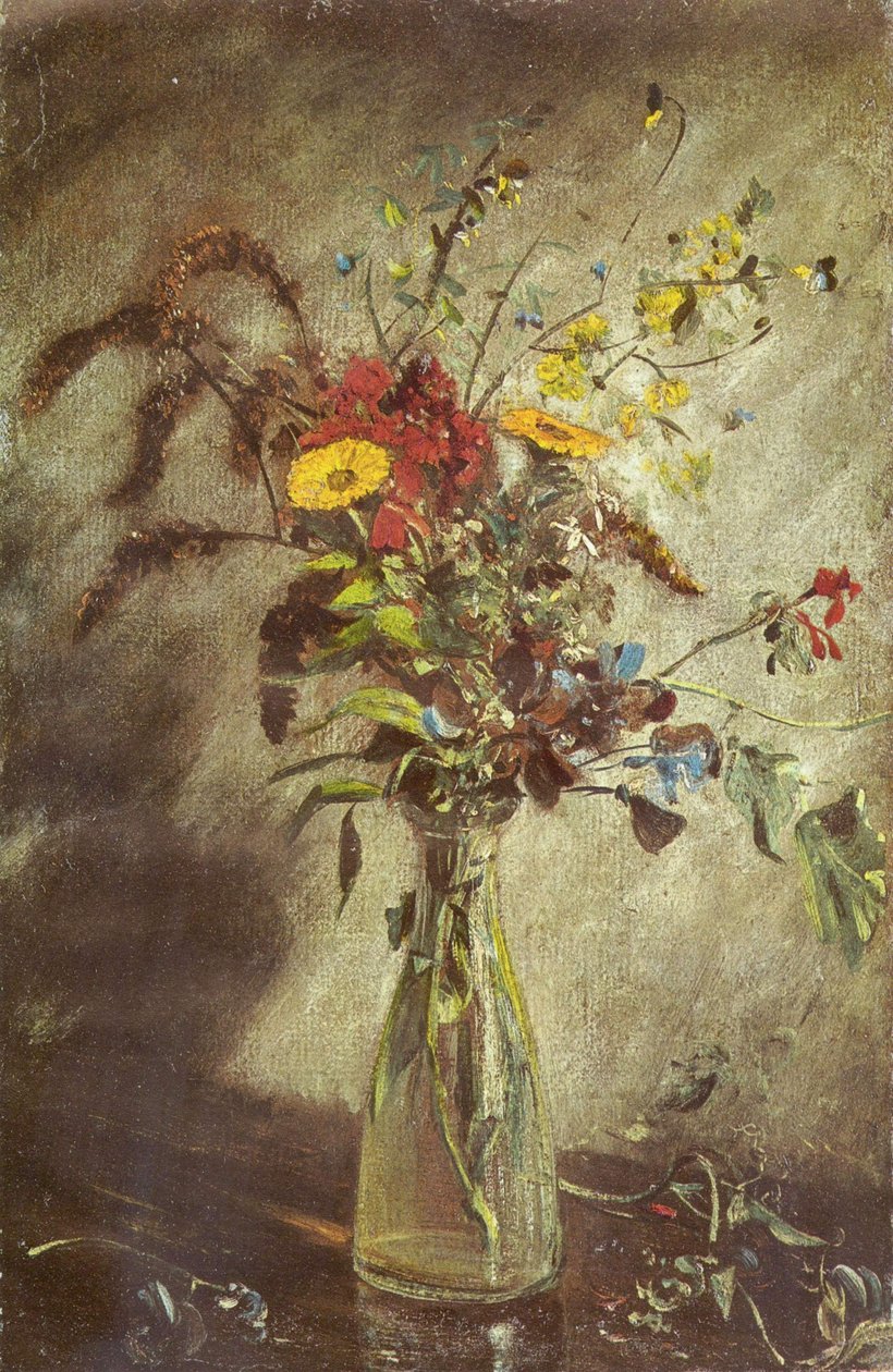 Blomster i en glassvase av John Constable