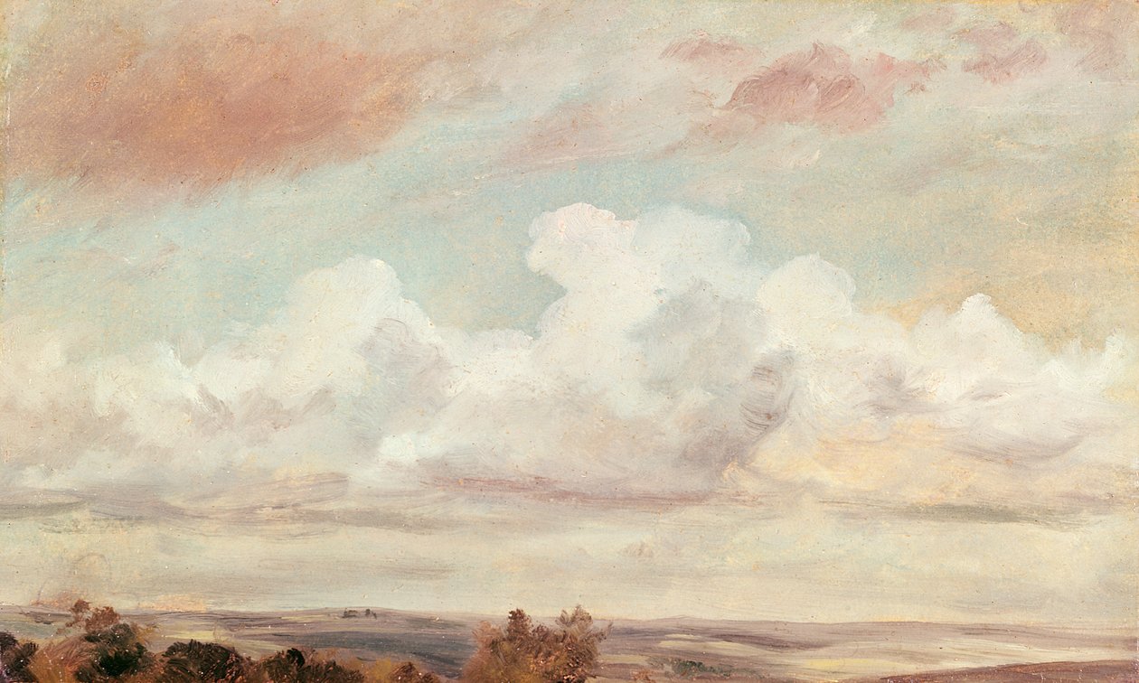 Cumulus-skyer over et landskap, 1822 av John Constable