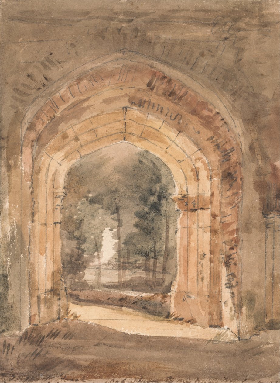 East Bergholt kirke, med utsikt over den sørlige buegangen til det ødelagte tårnet av John Constable