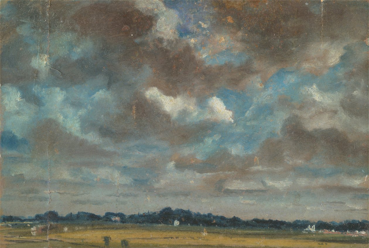 Omfattende landskap med grå skyer av John Constable