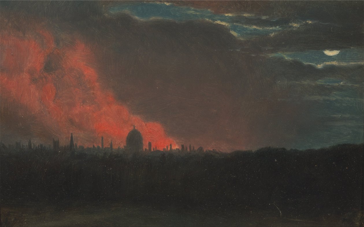 Brann i London, sett fra Hampstead av John Constable