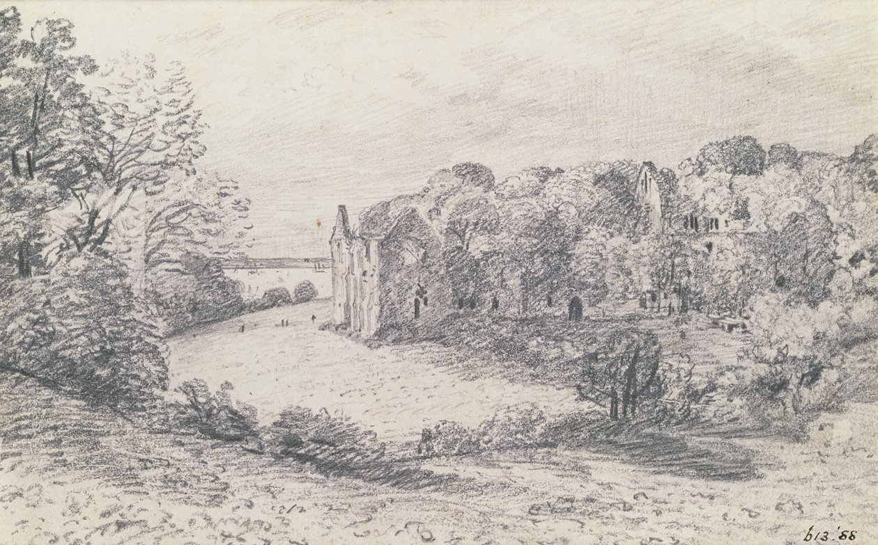 Netley Abbey, 1888 (tegning) av John Constable