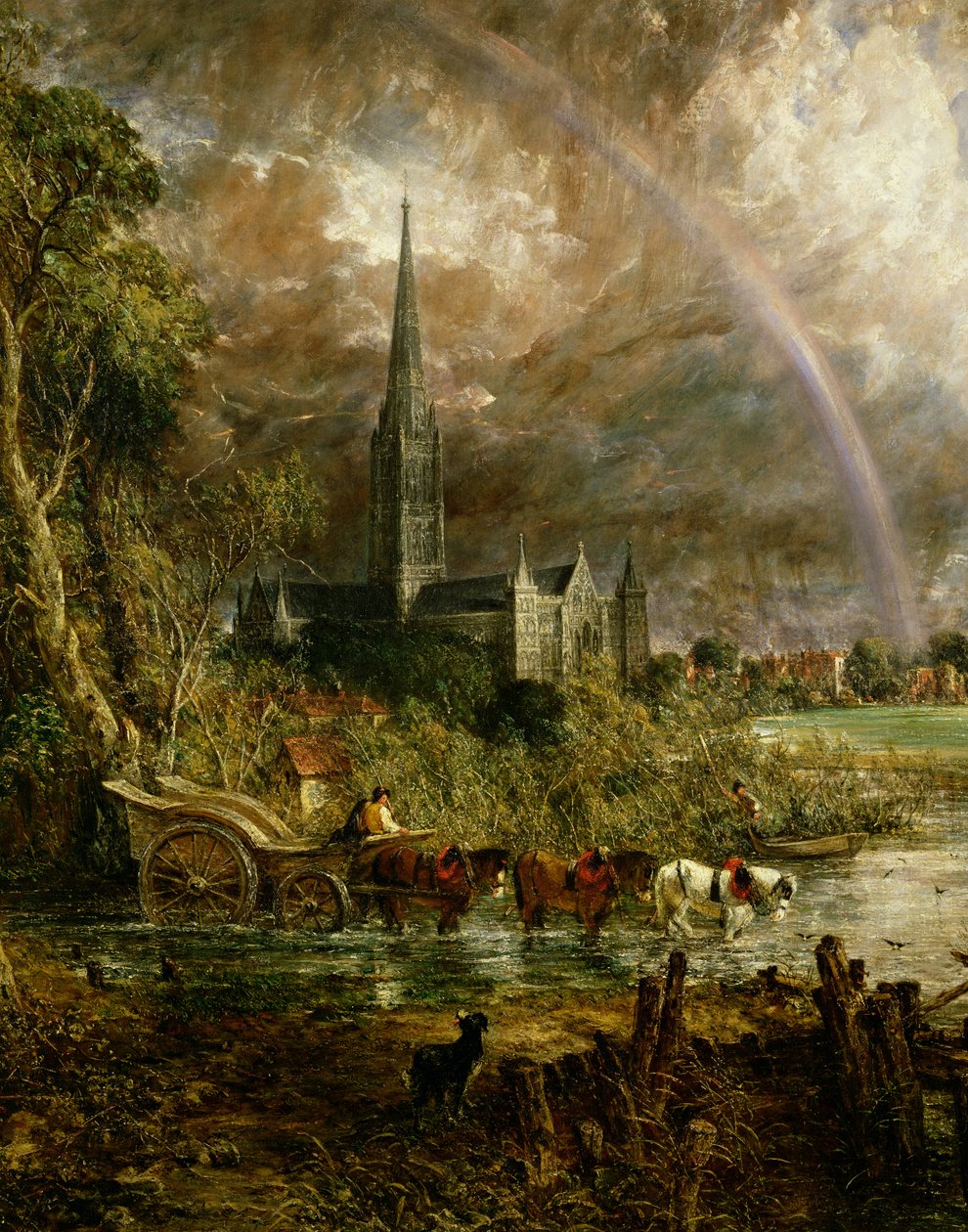 Salisbury Cathedral From the Meadows, 1831 detalj av 1560 av John Constable