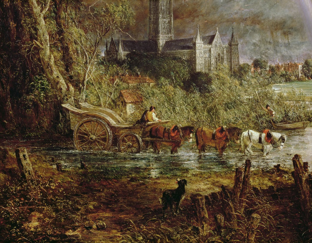 Salisbury Cathedral From the Meadows, 1831 detalj av 1560 av John Constable
