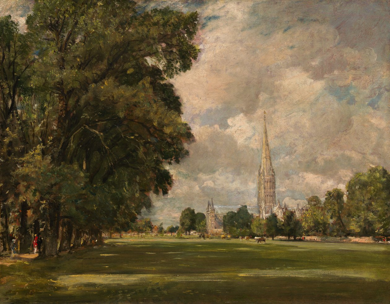 Salisbury Cathedral fra Lower Marsh Close, 1820 av John Constable