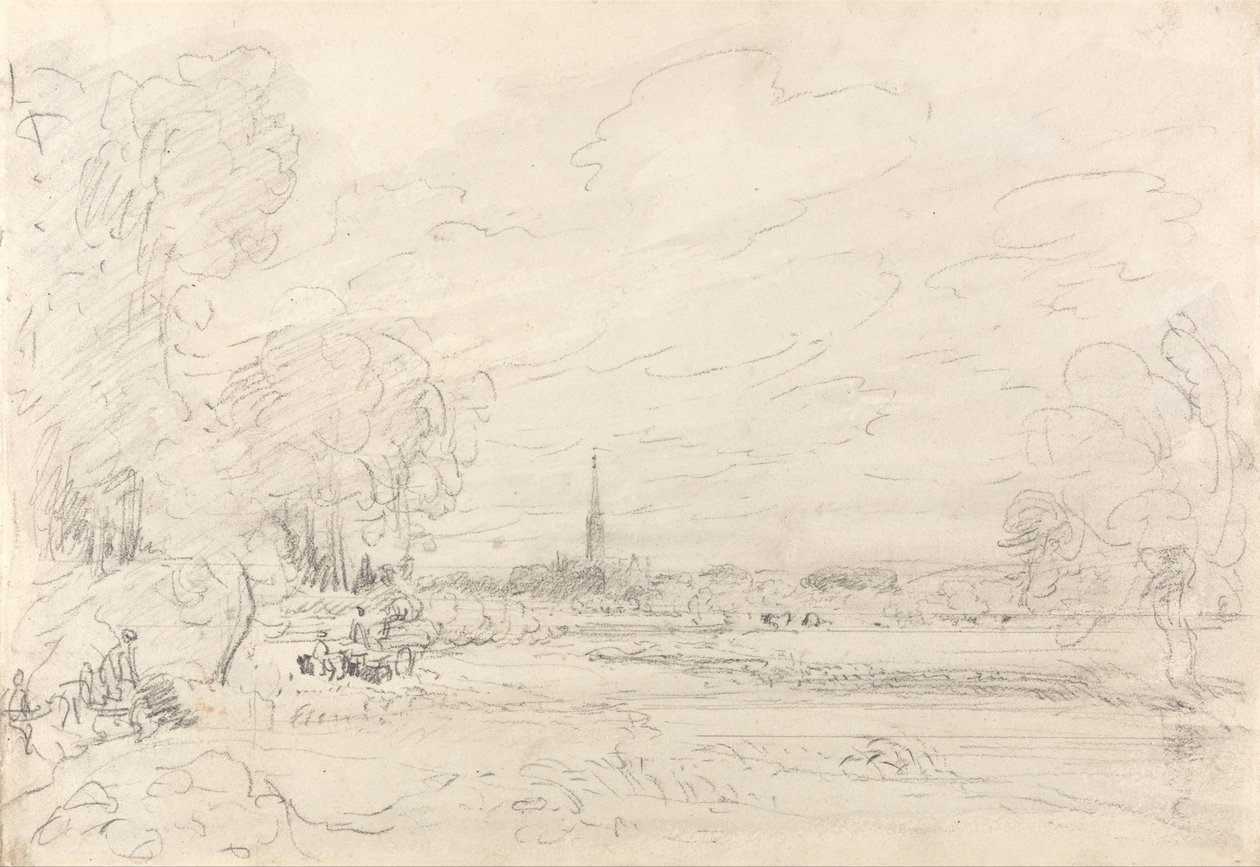 Salisbury Cathedral fra Meadows av John Constable