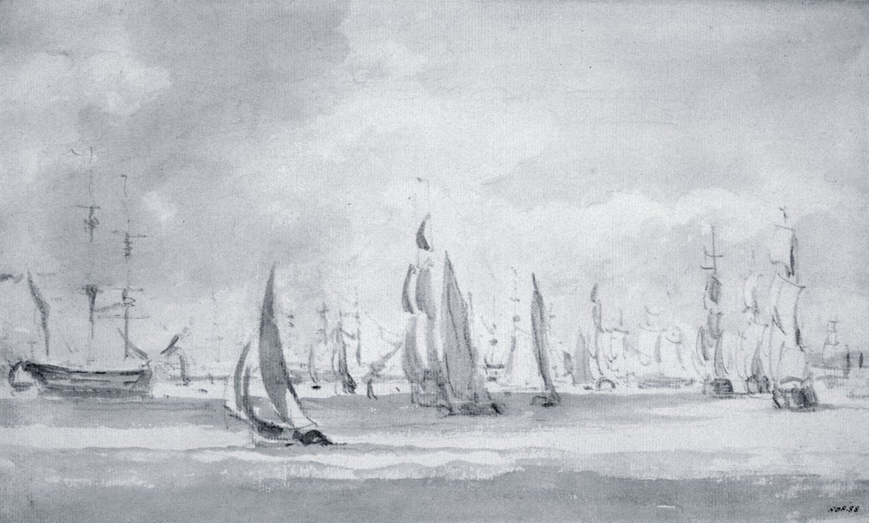 Frakt i Themsen (grafitt på papir) av John Constable