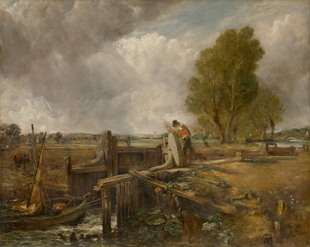 Studie av en båt som passerer en sluse av John Constable