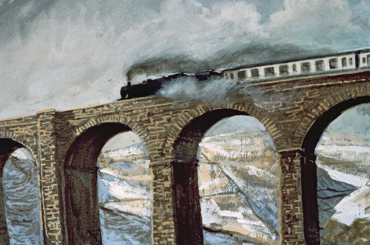 Arten Gill Viaduct (gouache) (detalj) av John Cooke