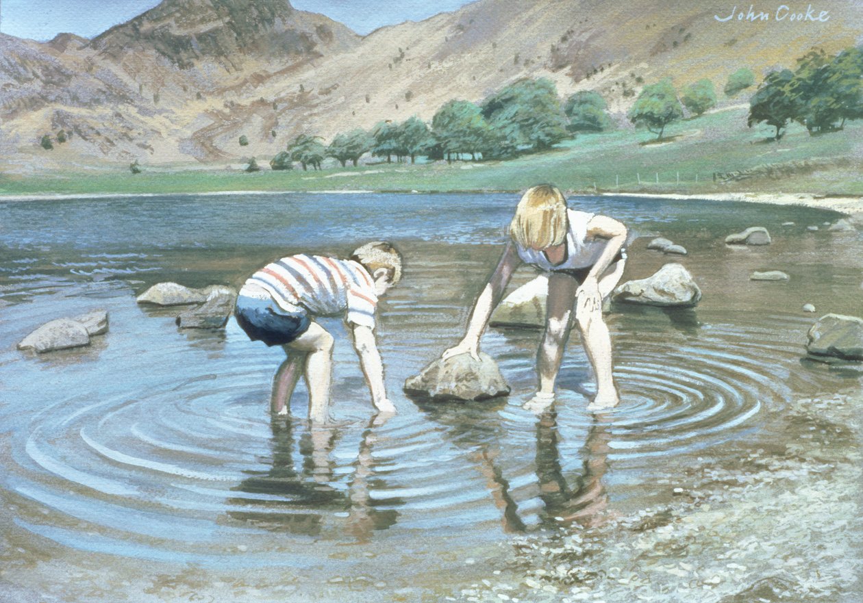 Blea Tarn Summer, 1987 (gouache) av John Cooke
