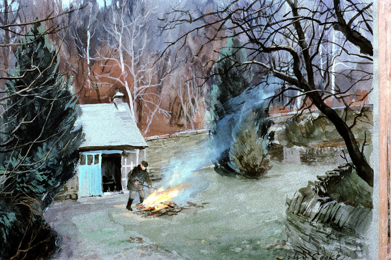Lakeland Bonfire, 1996 (gouache) av John Cooke