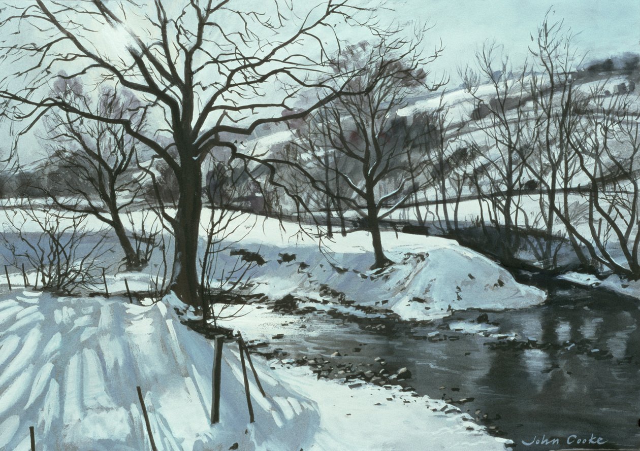 Winter River, 1996 (gouache) av John Cooke