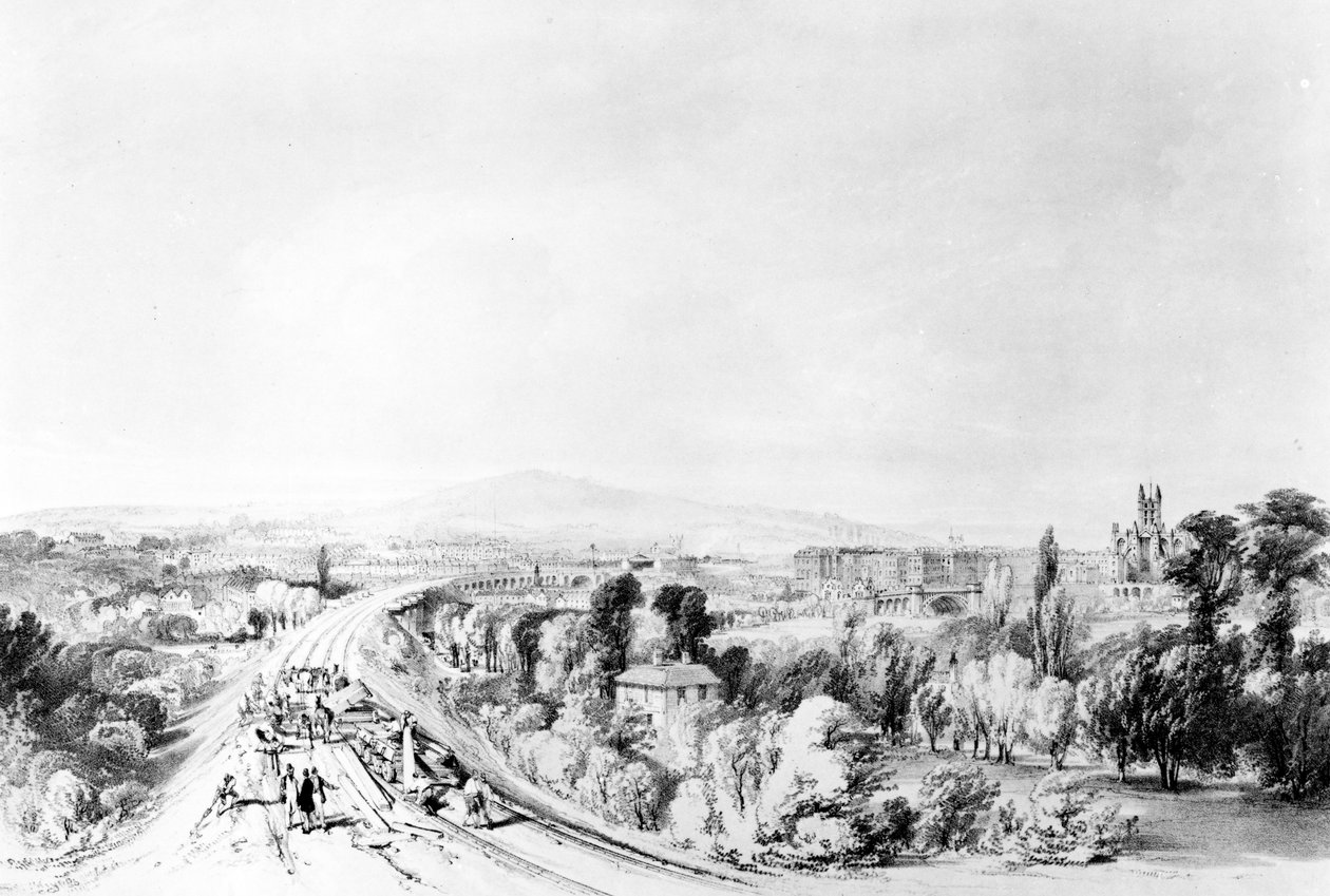 Bath, 1846 (penn, blekk og vask på papir) av John Cooke Bourne
