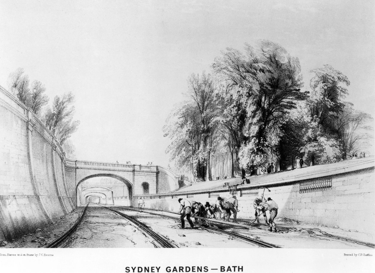 Sydney Gardens, Bath, trykt av C. F. Cheffins, 1843 av John Cooke Bourne