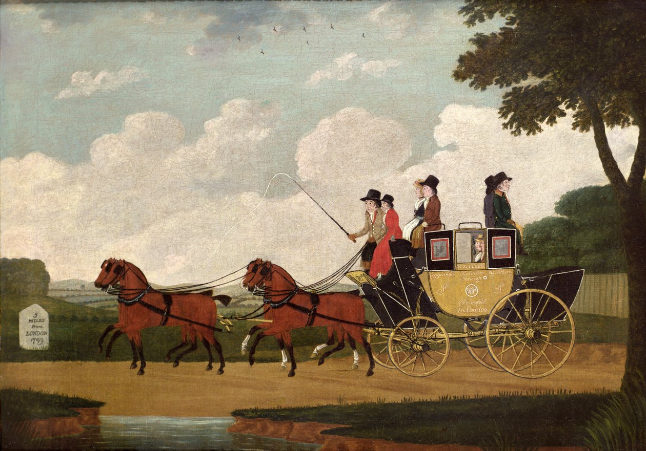 The Royal Mail Coach, Chelmsford til London, 1799 av John Cordrey