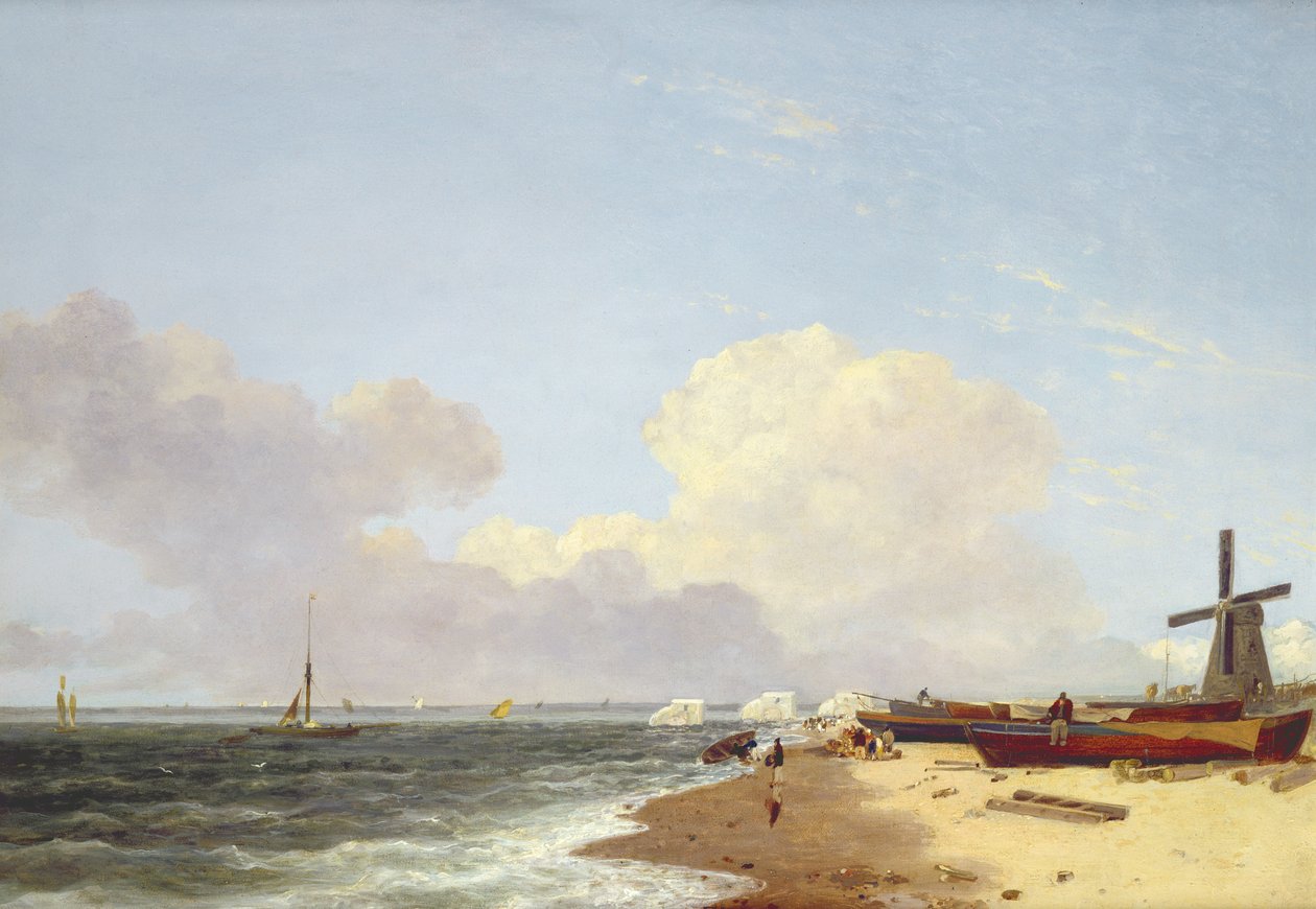 Yarmouth Beach, ser nordover - morgen av John Crome