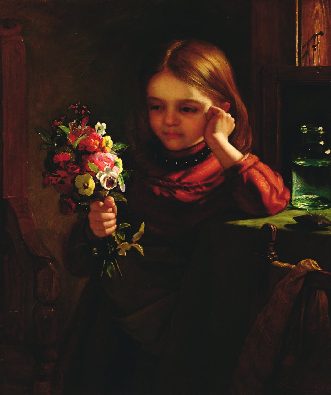 Jente med blomster av John Davidson