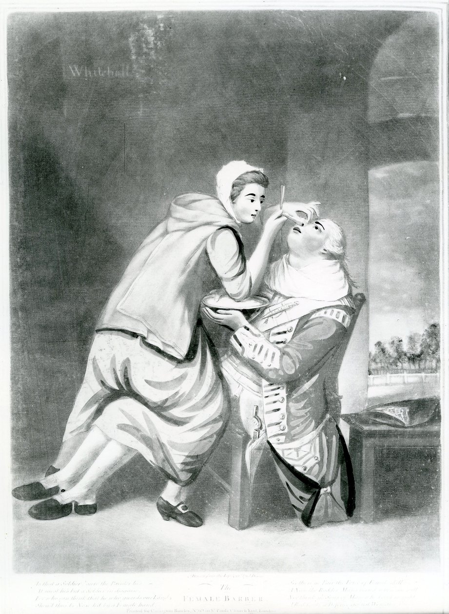 The Female Barber, 1770 (mezzotint) av John Dixon