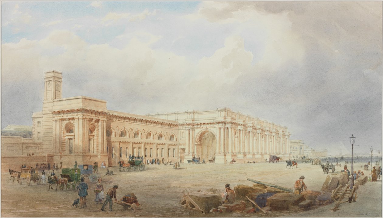 Central Station, Newcastle upon Tyne (bc, blekk og wc på papir) av John Dobson