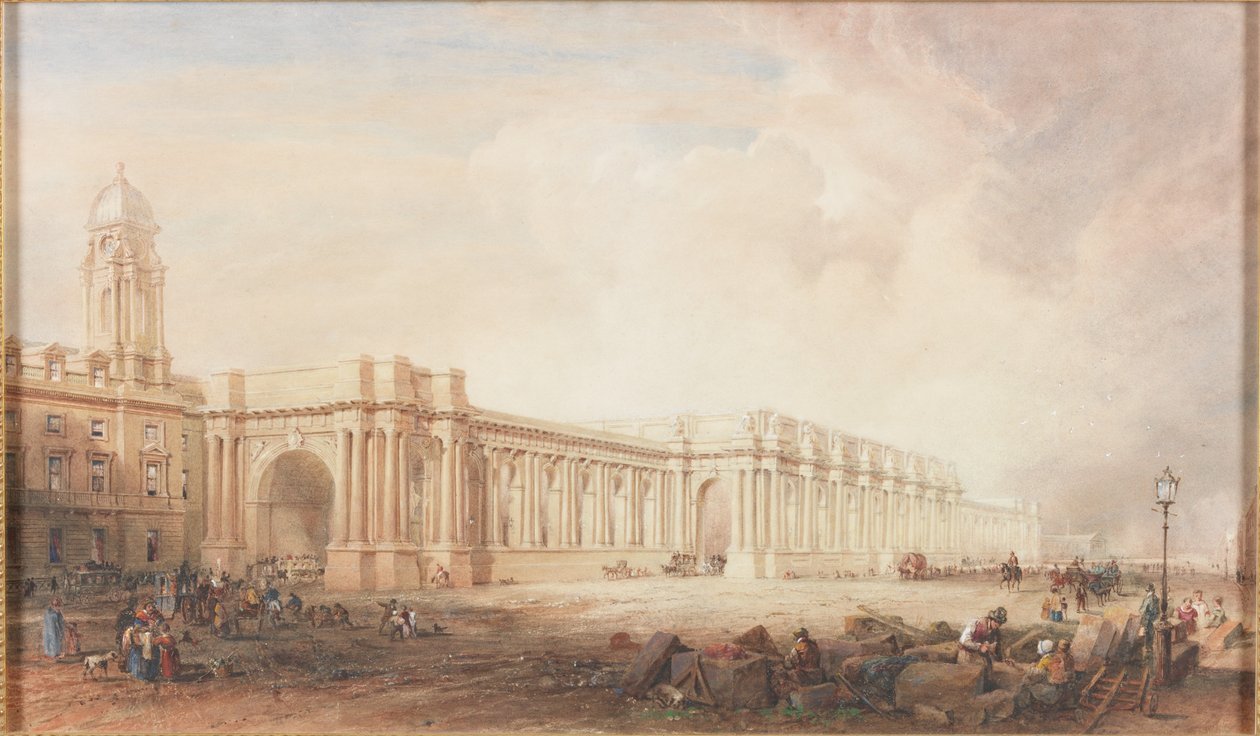 Originalt design for sentralstasjonen, Newcastle upon Tyne (bc, penn, blekk, blyant og wc på papir) av John Dobson