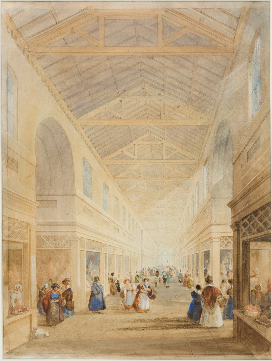The Butcher Market, Newcastle upon Tyne (bc, blekk og wc på papir) av John Dobson
