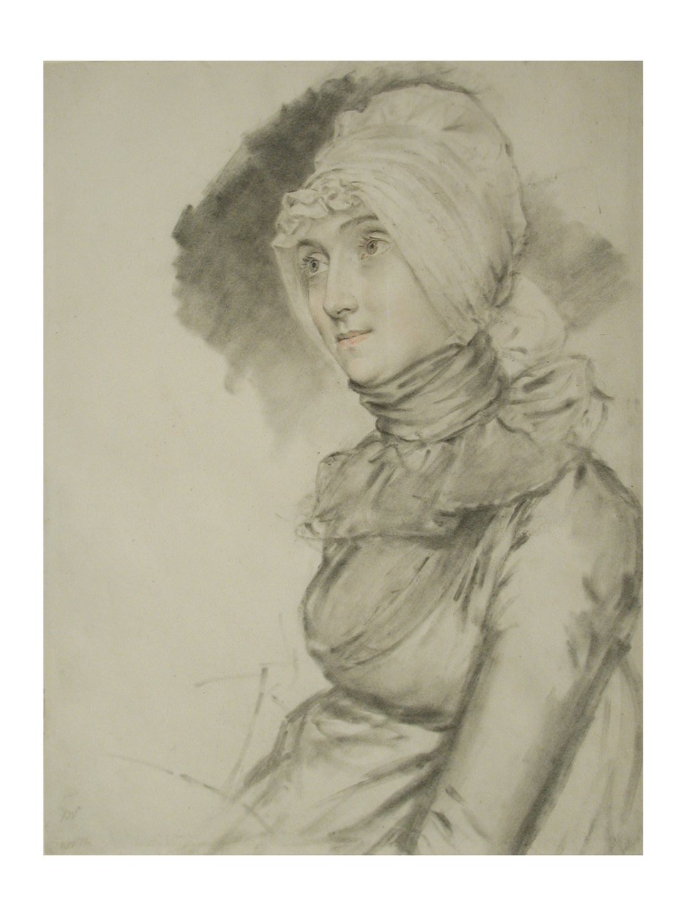 Mrs Croad, the Determined Widow, 1806 (svart kritt og wc på papir) av John Downman