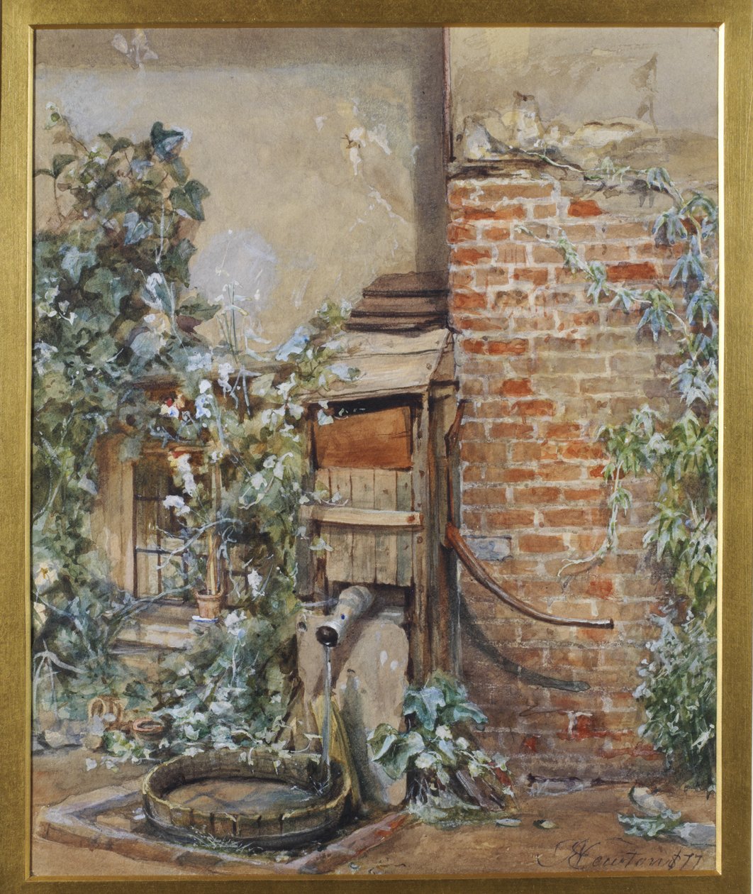 Studie av en gammel vannpumpe, 1877 wc på papir av John Edward Newton