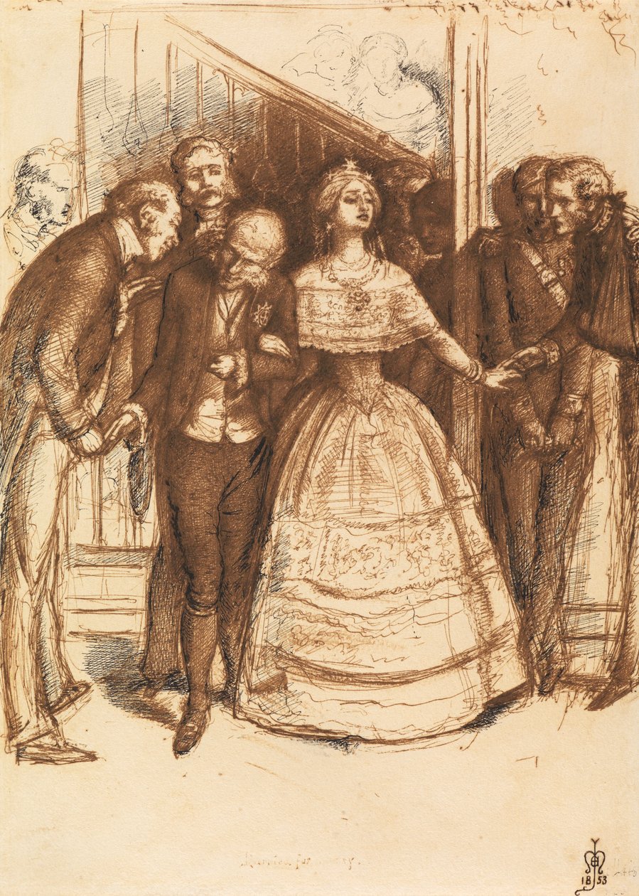 Gift for Rank, 1853 (blyant, penn og blekk på papir) av John Everett Millais