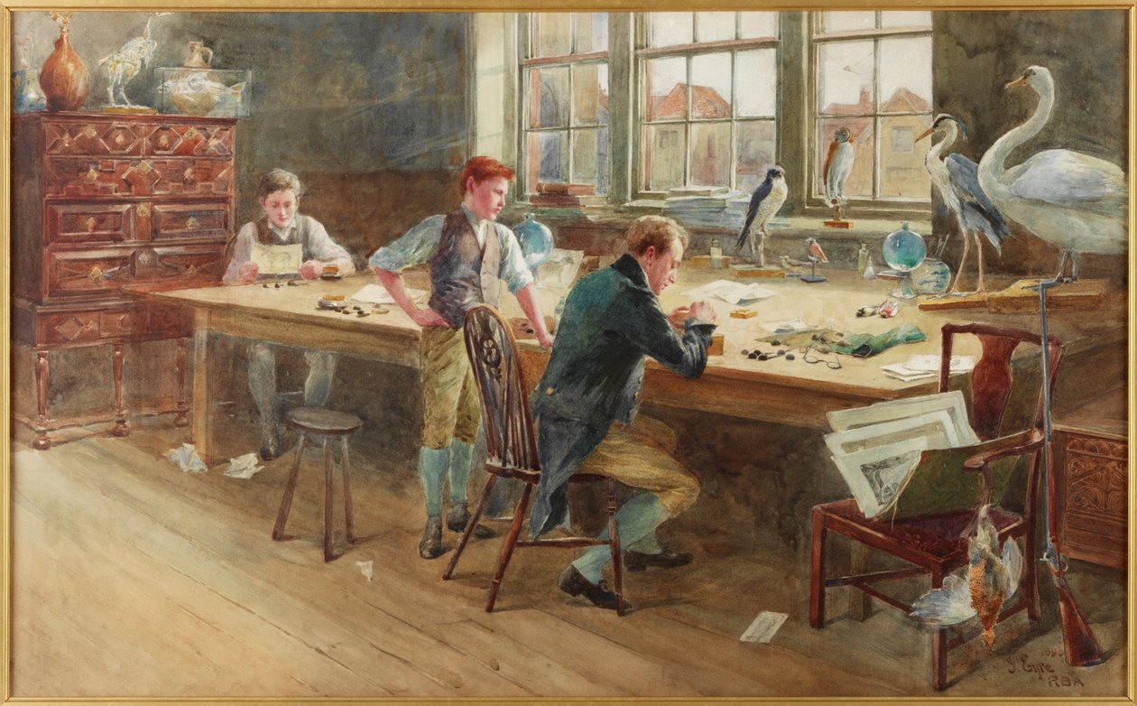 The Master Engraver, 1896 (gouache, blyant og wc om bord) av John W. Eyres