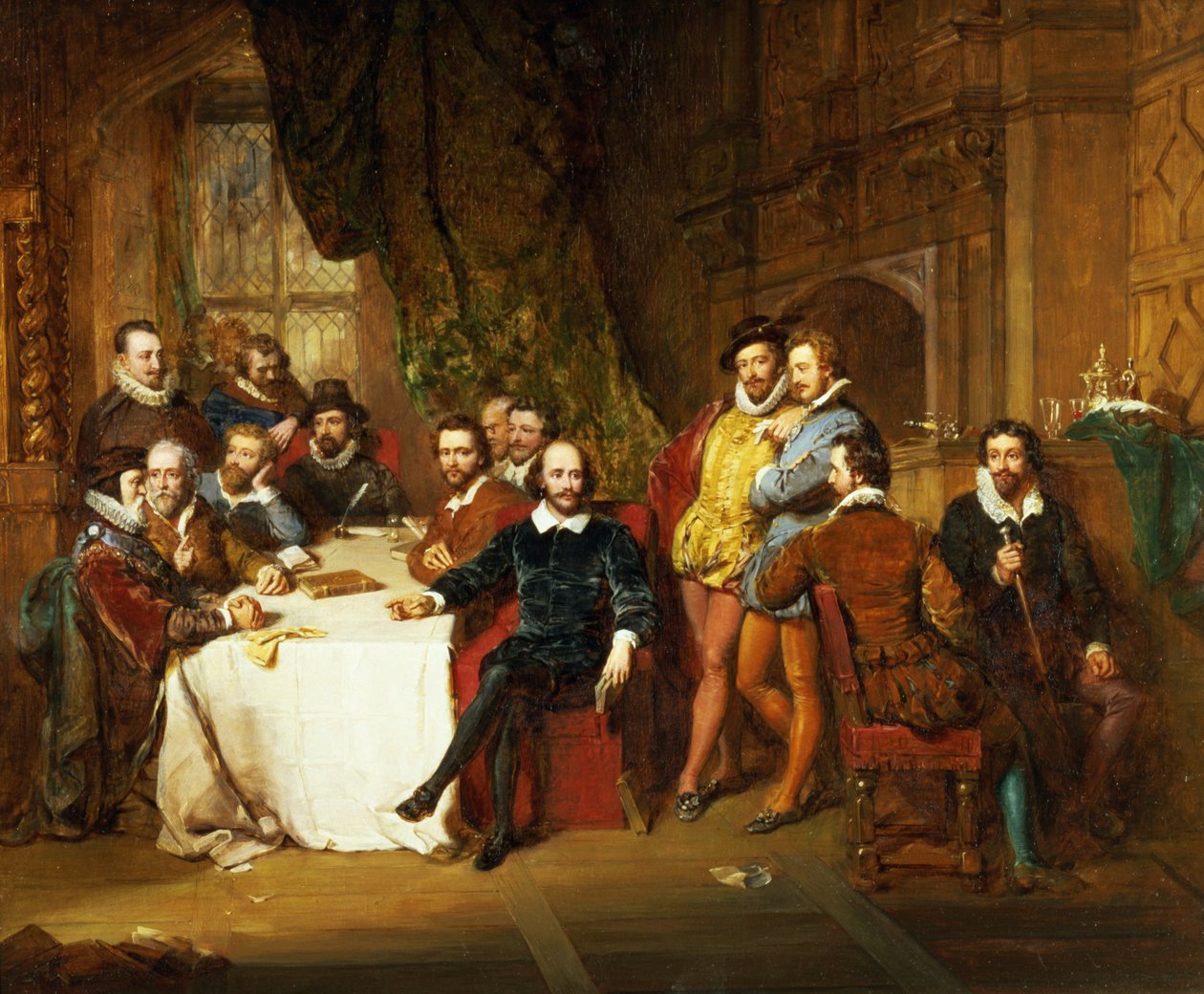 Shakespeare og hans venner på Mermaid Tavern, 1850 av John Faed
