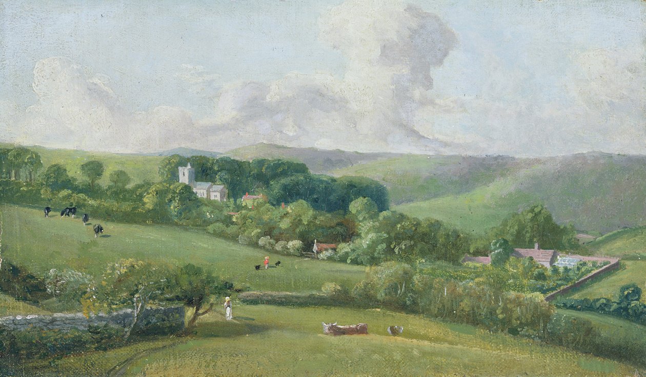 Osmington, utsikt til landsbyen, ca. 1816 av John Fisher