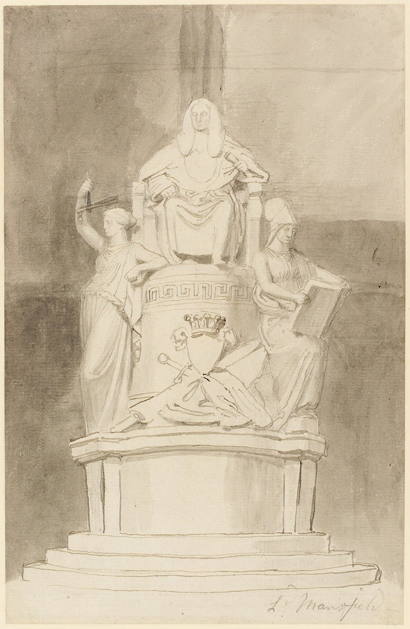 Design for monumentet til Lord Mansfield, Westminster Abbey (blyant, penn, blekk og vask på papir) (se også 273968 og 273969) av John Flaxman
