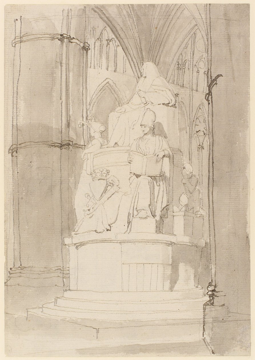 Design for monumentet til Lord Mansfield, Westminster Abbey (blyant, penn, blekk og vask på papir) (se også 273967 og 273969) av John Flaxman